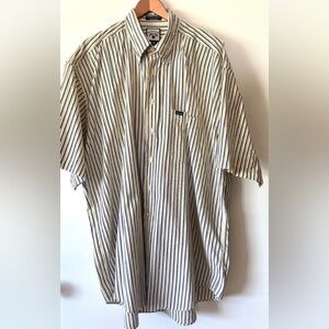 FACONNABLE DESIGNED IN FRANCE SHORT SLEEVE STRIPED MENS SHIRT SIZE 2XL COTTON